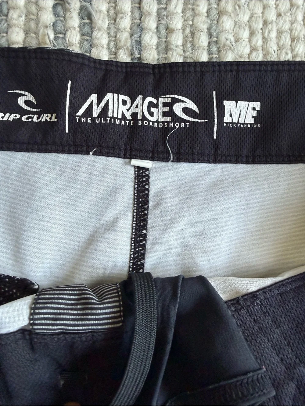 Rip Curl Men’s Teal, Gray and Black Striped Boardshorts